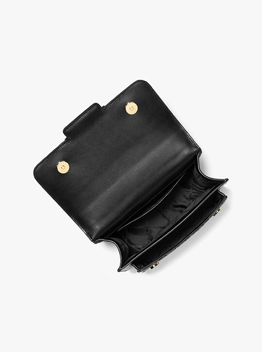 حقيبة كتف هيذر معدنية كبيرة بشعار الماركة michael kors حقيبة كتف هيذر معدنية كبيرة بشعار الماركة