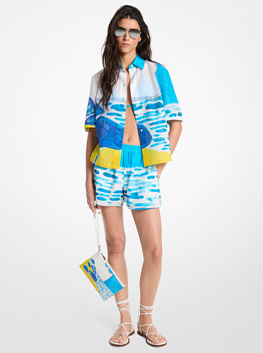 michael kors x christina zimpel cotton lawn shorts
