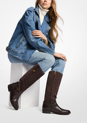 michael kors beverly quited suede and leather riding boot