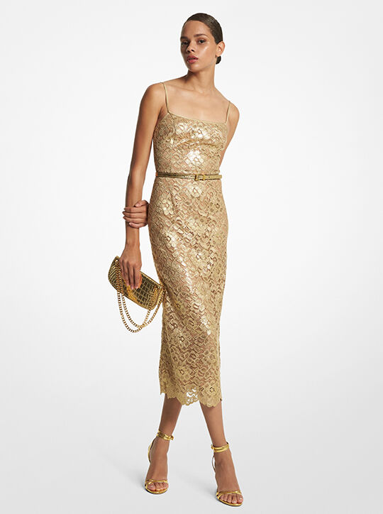 michael kors فستان دانتيل لامع مزهر