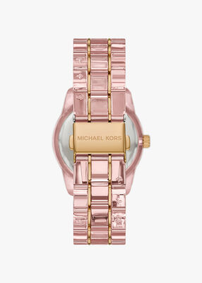 michael kors ساعة ريتز بافيه باللون الوردي والأسيتات