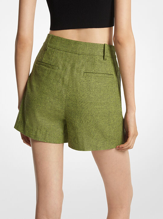 michael kors linen blend pleated shorts