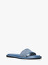 michael kors dana logo embossed denim slide sandal