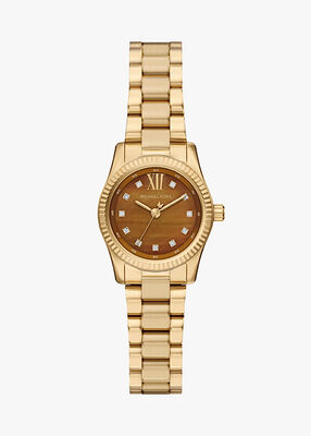 michael kors lexington three hand gold tone stainless steel watch