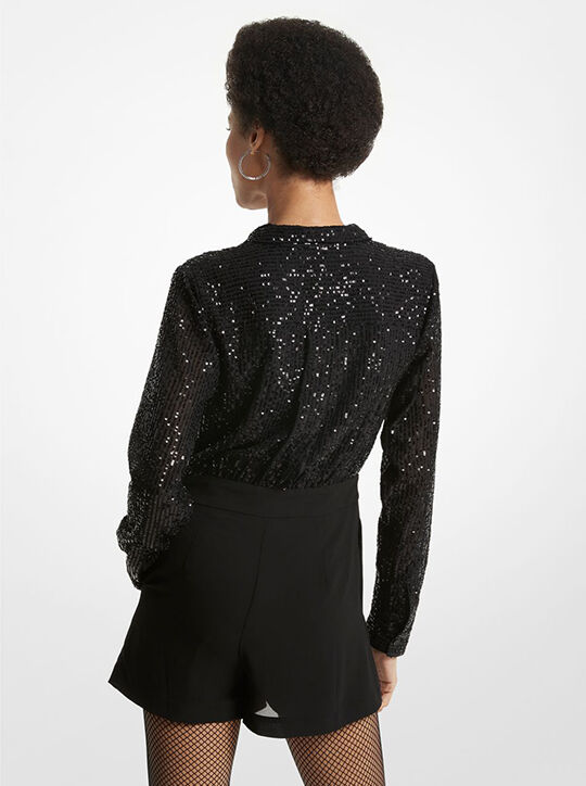 رومبير مقلم بالترتر وربطة عنق منسوجة michael kors رومبير مقلم بالترتر وربطة عنق منسوجة