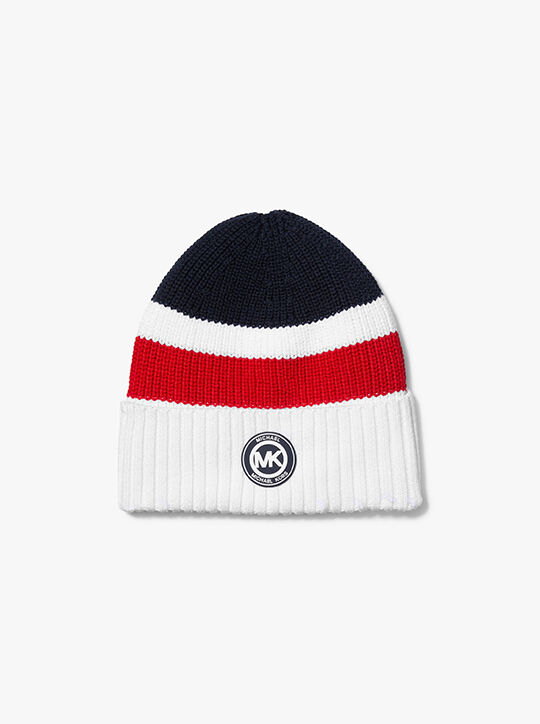 michael kors color block knit beanie hat