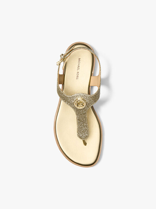 michael kors val glittered leather thong sandal