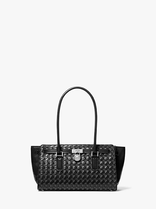 michael kors hamilton moderne small woven leather satchel