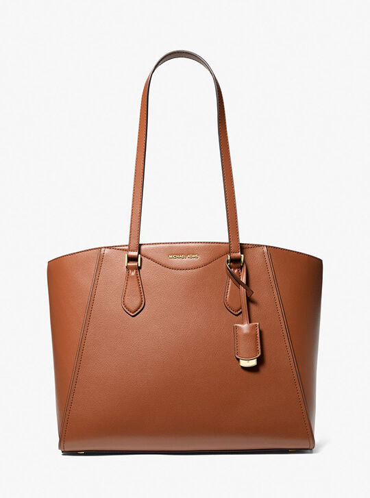 Taryn Large Leather Tote Bag, LUGGAGE | Michael Kors KSA