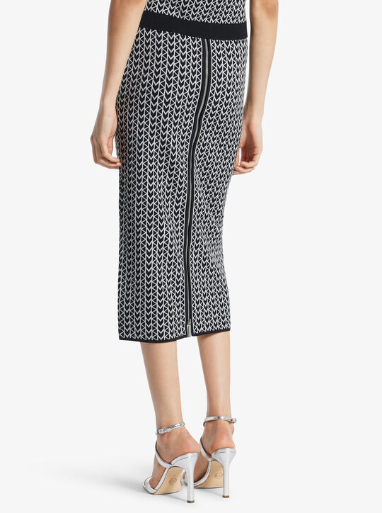 michael kors logo jacquard midi skirt