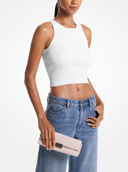 michael kors lunar new year ludlow small denim printed leather convertible pochette