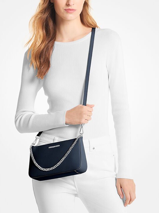 michael kors حقيبة كروس جيت سيت من جلد سافيانو متوسطة الحجم