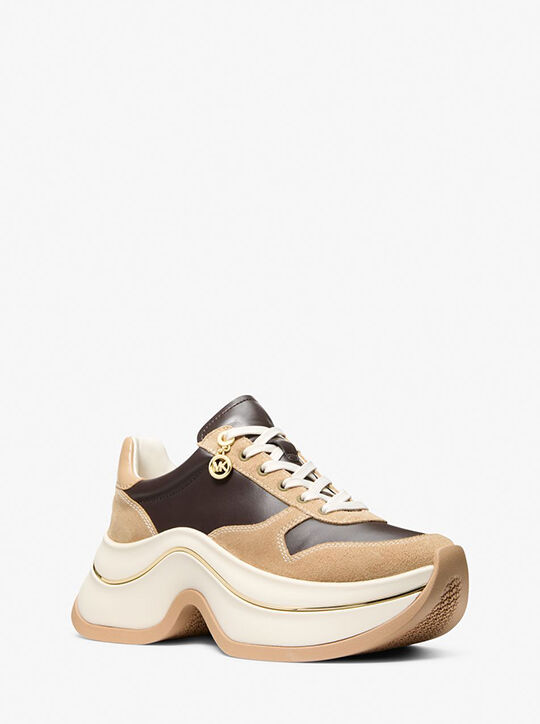 michael kors arla leather and suede trainer