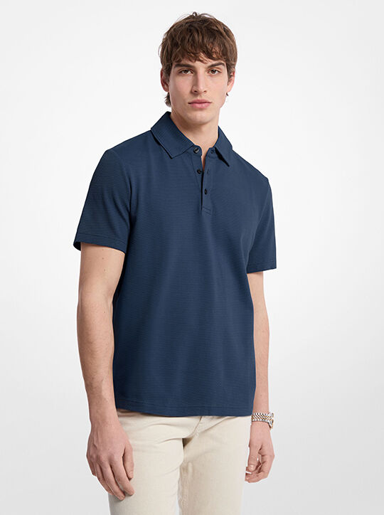 Bubble Knit Stretch Cotton Polo Shirt michael kors bubble knit stretch cotton polo shirt