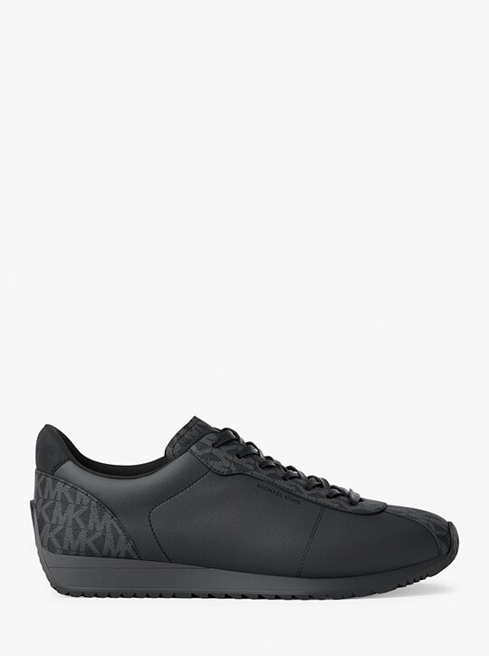 michael kors rhodes signature logo and leather trainer