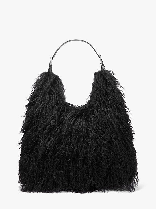 michael kors nolita large shearling leather hobo shoulder bag