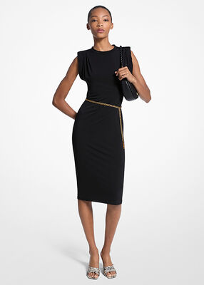 michael kors stretch matte jersey belted dress