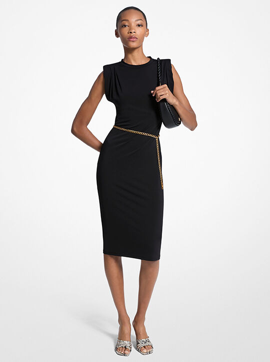 Stretch Matte Jersey Belted Dress michael kors stretch matte jersey belted dress
