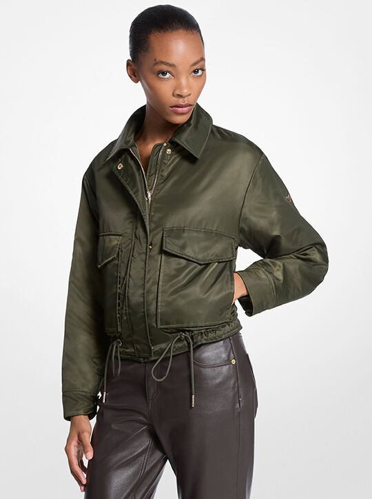 michael kors nylon cropped reversible bomber jacket