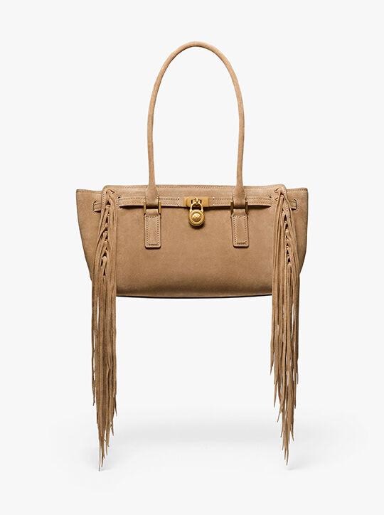 michael kors hamilton moderne small fringed suede satchel
