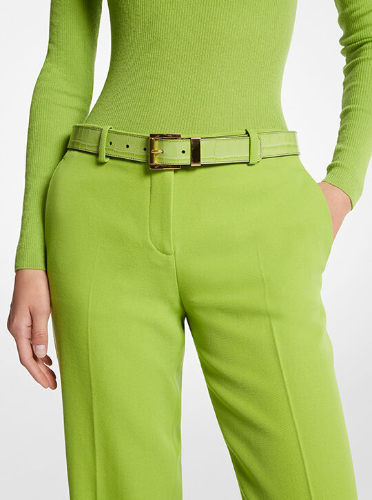michael kors crocodile embossed leather trouser belt