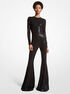 michael kors hand embroidered sequin stretch jersey flared jumpsuit