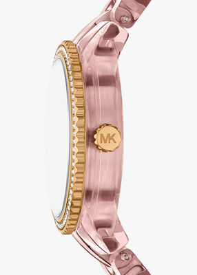 michael kors ساعة ريتز بافيه باللون الوردي والأسيتات