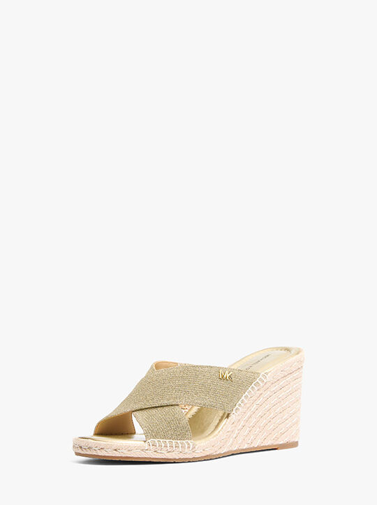 michael kors kenzie glitter chain mesh wedge sandal