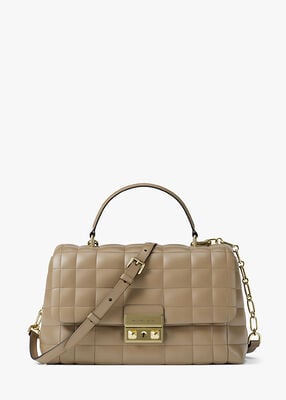 michael kors حقيبة تريبيكا الجلدية المبطنة متوسطة الحجم