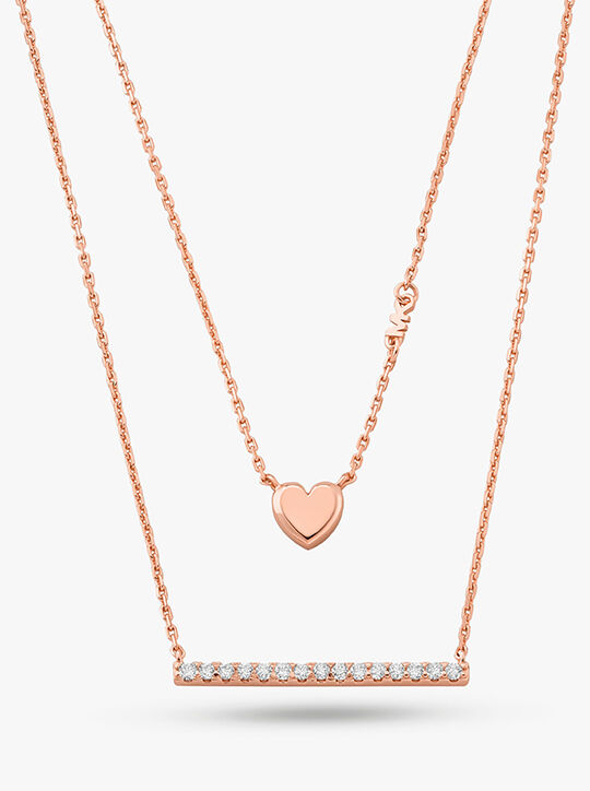 Michael Kors 14K Rose Gold-Plated Sterling Silver Double Layer Heart Necklace