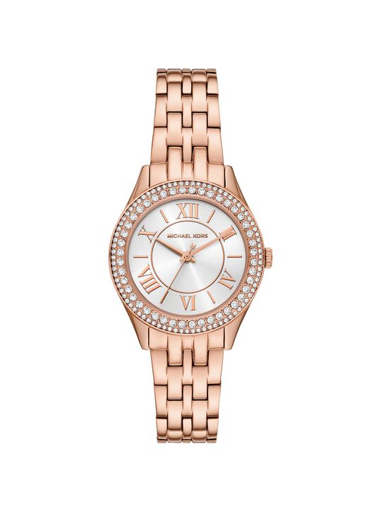 michael kors mini harlowe pav  rose gold tone watch