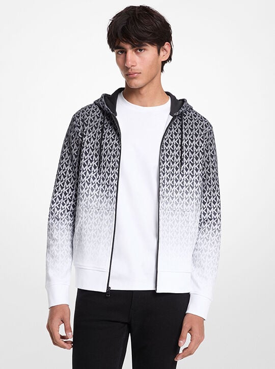 michael kors ombr  signature logo cotton blend zip up hoodie