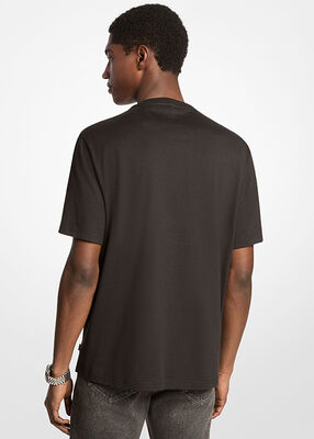 michael kors signature logo striped cotton t shirt