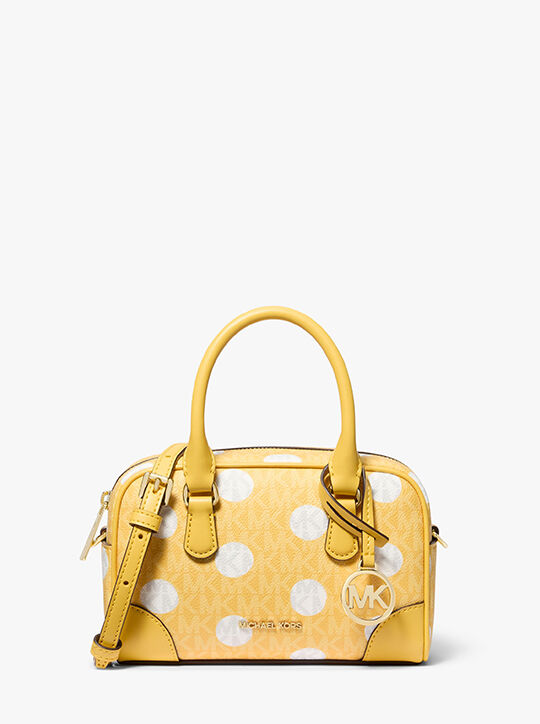 michael kors thompson extra small polka dot signature logo satchel