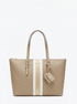 michael kors logo print striped tote bag