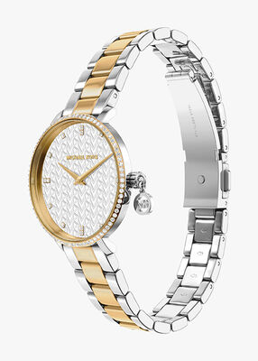 michael kors pyper two hand two tone stainless steel watch