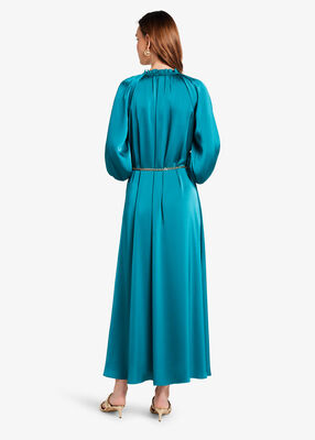 michael kors satin belted maxi dress