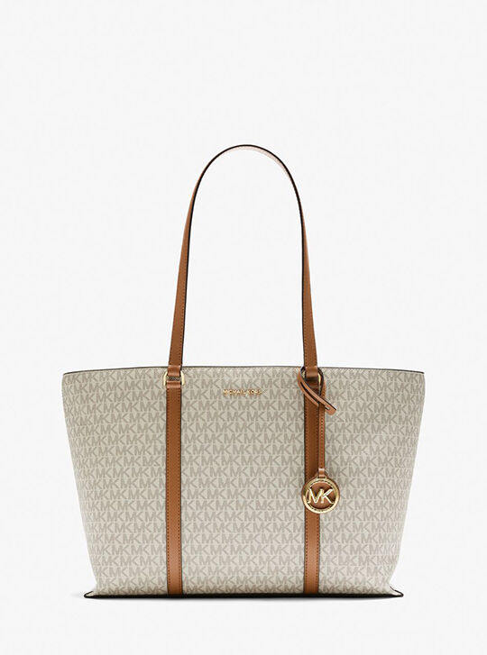 Temple Large Signature Logo Tote Bag, VANILLA/ACRN | Michael Kors KSA