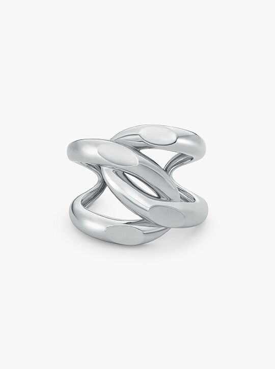 Oversized Precious Metal-Plated Brass Curb-Link Cuff michael kors oversized precious metal plated brass curb link cuff