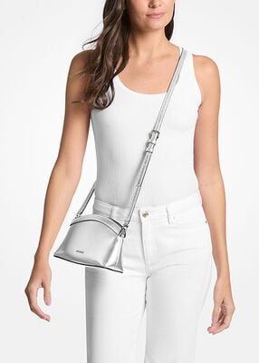 michael kors athena small metallic leather convertible clutch