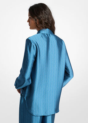 michael kors mk2000 logo print satin shirt