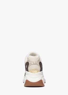 michael kors zuma two tone signature logo and nylon trainer