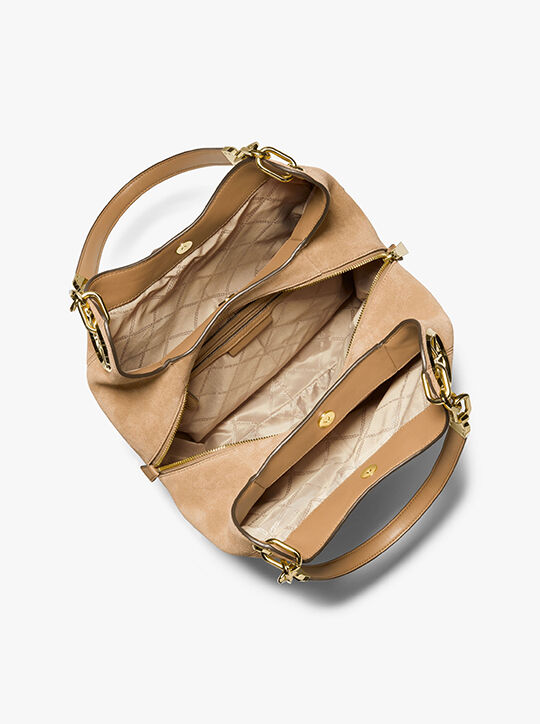 michael kors lillie large suede shoulder bag
