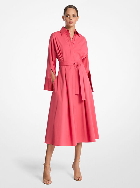 michael kors kimono sleeve stretch cotton poplin shirtdress