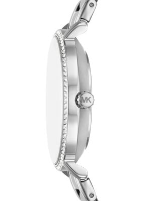 michael kors mini pyper pav  silver tone watch and jewelry gift set