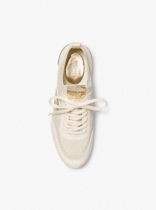 michael kors jenkins metallic stretch knit trainer