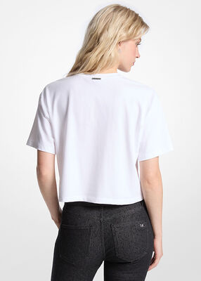 michael kors logo studded cotton jersey t shirt