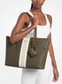 michael kors logo print striped tote bag