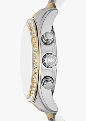 michael kors oversized lexington pav  two tone watch