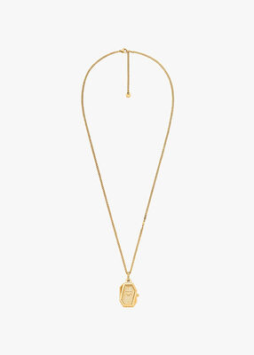 michael kors قلادة ساعة سوري مطلية بالذهب